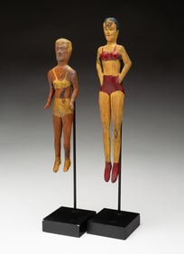 TWO FOLK ART BATHING BEAUTIES.