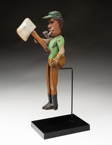 "THE WOODCHOPPER" FOLK ART CARVED FIGURE.