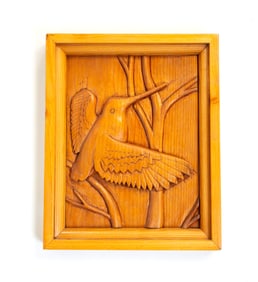 "A WOODCOCK TAKES FLIGHT" CARVING.