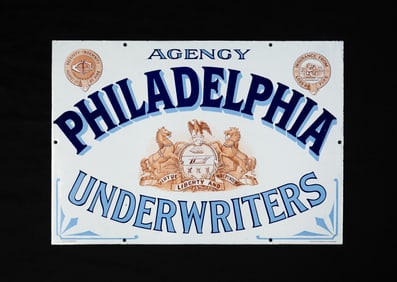 PHILADELPHIA UNDERWRITERS AGENCY PORCELAIN SIGN.