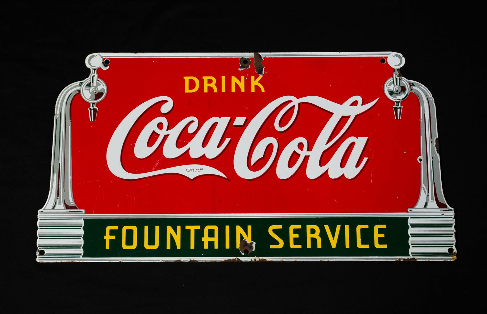 COCA COLA FOUNTAIN SERVICE PORCELAIN ADVERTISING SIGN. (1 of 4)
