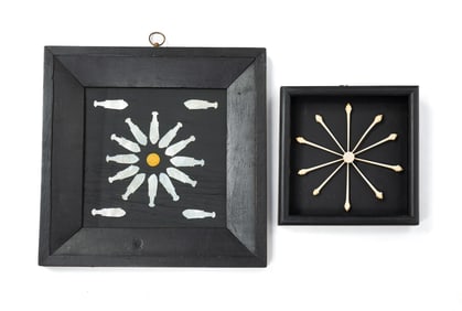 TWO FRAMED DISPLAYS.