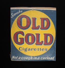 OLD GOLD CIGARETTES CLOTH ADVERTISING POSTER OR BROADSIDE.