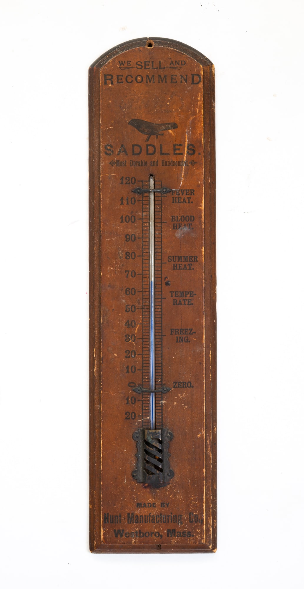 WOOD WALL THERMOMETER ADVERTISING BICYCLE SADDLES. (1 of 6)