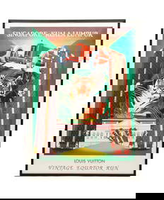 LARGE "LOUIS VUITTON VINTAGE EQUATOR RUN" LITHOGRAPH POSTER SIGNED BY RAZZIA (B. 1950). (1 of 5)