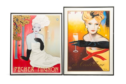 TWO LARGE ADVERTISING POSTERS BY RAZZIA (B. 1950).