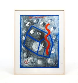 ABSTRACT MIXED MEDIA BY ELBA DAMAST (1944-2005).
