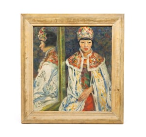 FRAMED PORTRAIT PAINTING SIGNED "H. FINK".