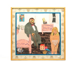 INTERIOR ARTWORK COLLAGE ATTRIBUTED TO MARK ZETS.