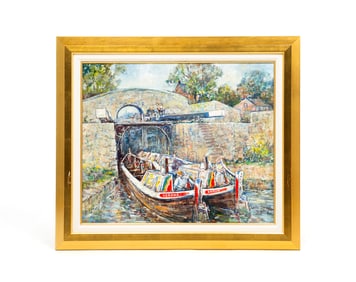 "ON THE MERSEY WEAVER CANAL, STOKE-ON-TRENT" BY LESLIE COPE (1913-2002).