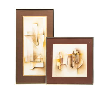 TWO WATERCOLORS BY PATRICIA SAAD.: American (Illinois), 20th Century. Watercolors on paper. The first titled "Outward Movement" and signed and dated 1979 at lower right. Matted and framed under glass, 32.25"h. 16.25"w. The second title