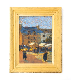 STREET SCENE BY ANNE QUINN (1883 - 1938).