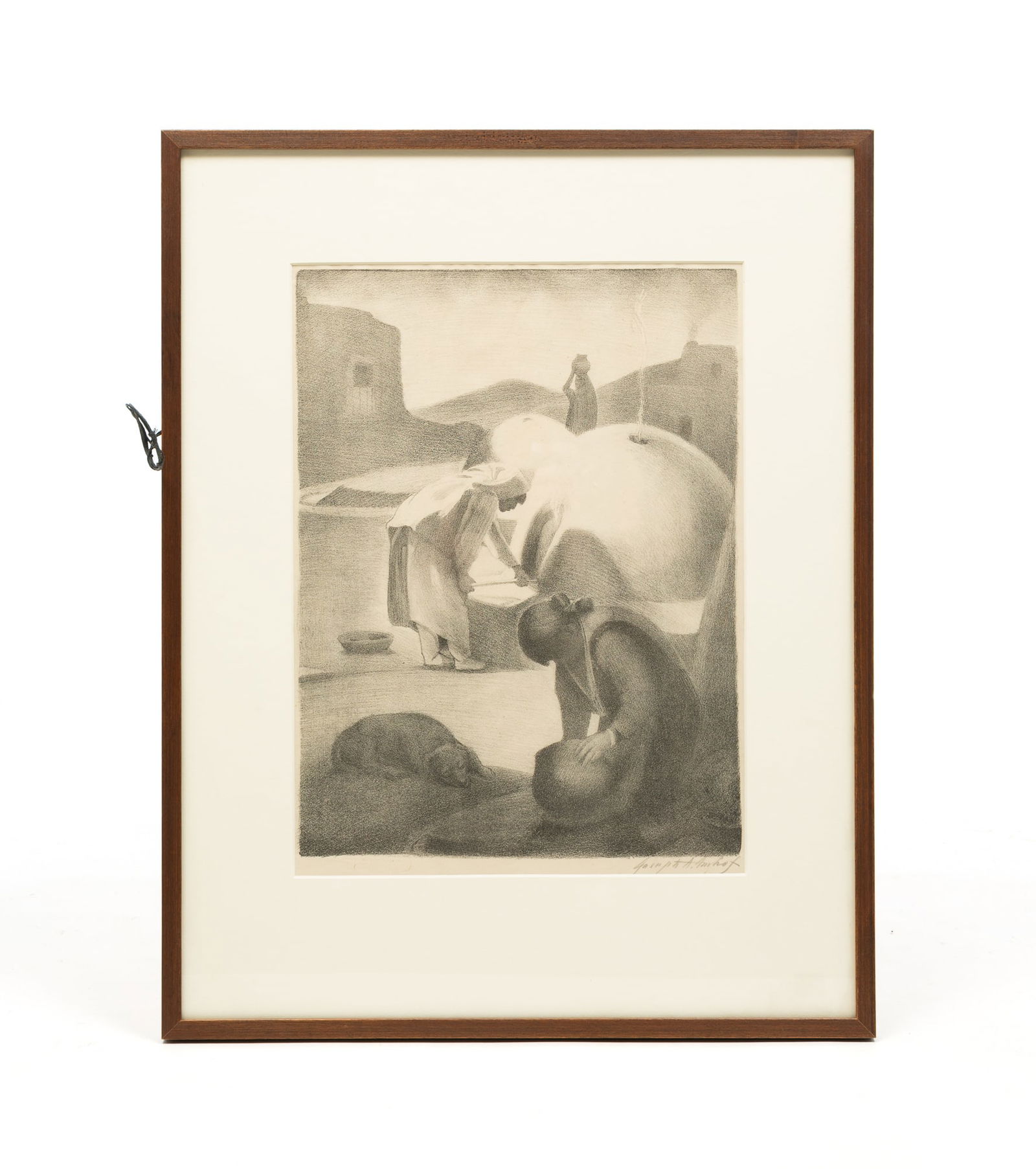 JOSEPH ADAM IMHOF (1871-1955) SIGNED LITHOGRAPH OF PUEBLO LIFE. (1 of 4)