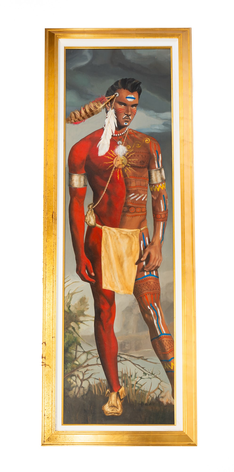 LIFE-SIZE PORTRAIT OF A NATIVE AMERICAN. (1 of 7)