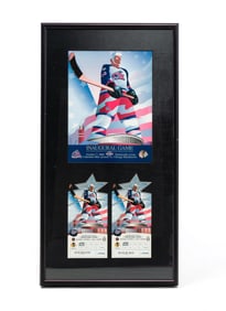 COLUMBUS BLUE JACKETS 2000 INAUGURAL FRANCHISE GAME TICKETS AND PROGRAM.