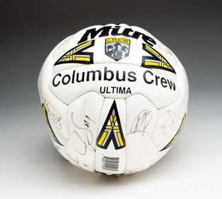 AUTOGRAPHED COLUMBUS CREW INAUGURAL SEASON COMMEMORATIVE TEAM SOCCER BALL.