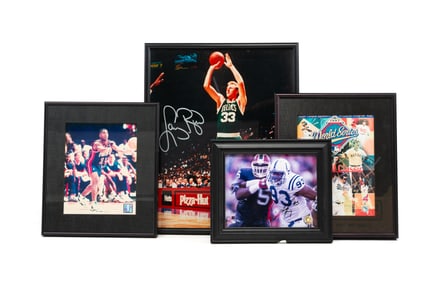 THREE (3) AUTOGRAPHED FRAMED PHOTOS AND ONE (1) FRAMED MLB PROGRAM