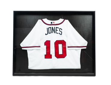 AUTOGRAPHED ATLANTA BRAVES JERSEY BY CHIPPER JONES.