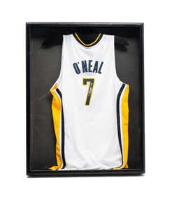 AUTOGRAPHED INDIANA PACERS JERSEY BY JERMAINE O'NEAL.