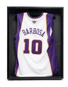 AUTOGRAPHED PHOENIX SUNS JERSEY BY LEANDRO BARBOSA.