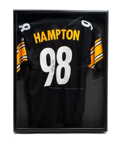 AUTOGRAPHED PITTSBURGH STEELERS JERSEY BY CASEY HAMPTON.