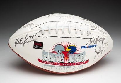 AUTOGRAPHED UNIVERSITY OF MICHIGAN AND OHIO STATE UNIVERSITY 2007 CHARITY EVENT FOOTBALL.
