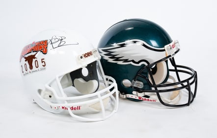 TWO (2) AUTOGRAPHED FOOTBALL HELMETS