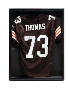 AUTOGRAPHED CLEVELAND BROWNS JERSEY BY JOE THOMAS.