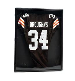 AUTOGRAPHED CLEVELAND BROWNS JERSEY BY RUBEN DROUGHNS.