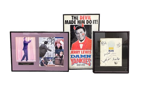 THREE ASSORTED BROADWAY AND TV FRAMED ART.