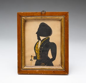 MINIATURE WATERCOLOR AND CUT SILHOUETTE PORTRAIT OF A GENTLEMAN ATTRIBUTED TO EZRA WOOD (AKA THE