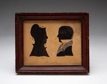 HUSBAND AND WIFE HOLLOW CUT SILHOUETTES IN ONE FRAME.