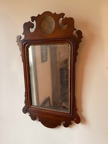 MAHOGANY CHIPPENDALE SCROLL MIRROR.