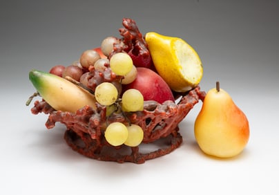 WAX BASKET AND FRUIT.