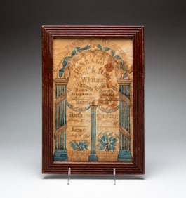 CALLIGRAPHY FAMILY REGISTER OF ABEL AND RUTH WHITMAN DATED 1796.