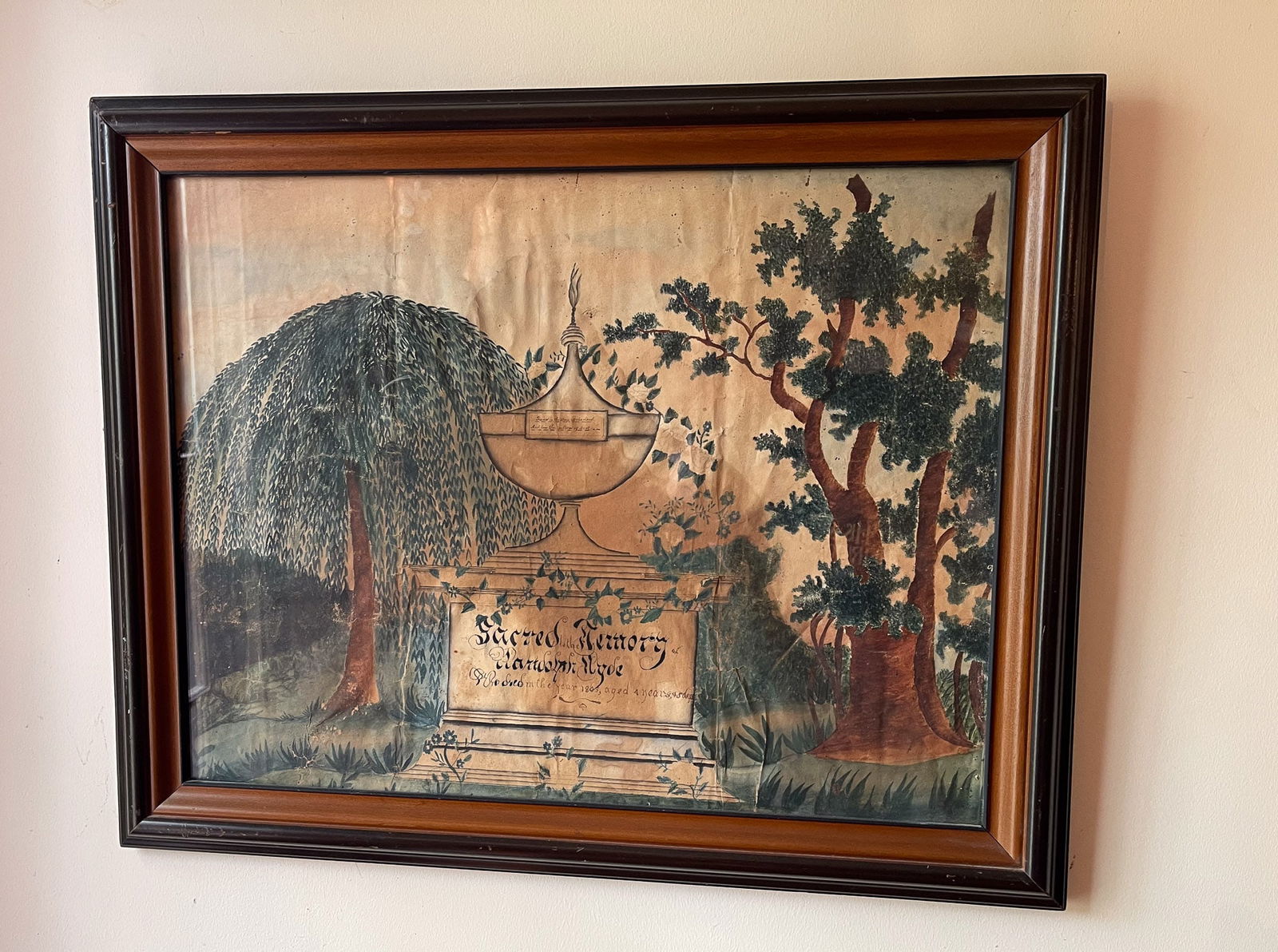 INK AND WATERCOLOR DEATH RECORD DATED 1803. (1 of 4)