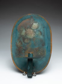 PAINT DECORATED TIN WALL SCONCE.