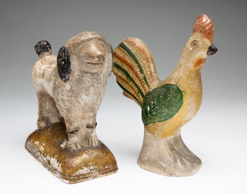 A CHALK POODLE AND CHICKEN.