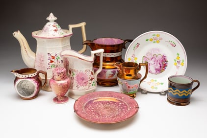 GROUP OF DECORATED ENGLISH CHINA.