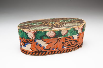 OVAL MINIATURE WALLPAPER BAND BOX.