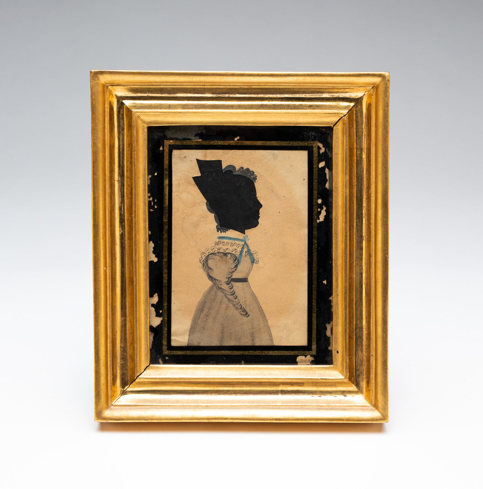 WATERCOLOR AND HOLLOW CUT SILHOUETTE PORTRAIT OF A GIRL. (1 of 5)