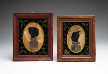 PAIR OF FOLK ART HOLLOW CUT SILHOUETTES.
