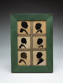 SIX FRAMED HOLLOW CUT SILHOUETTES OF A NEW ENGLAND FAMILY.