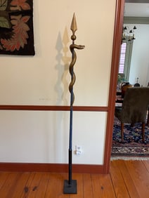 ODD FELLOWS LODGE STAFF WITH SNAKE.