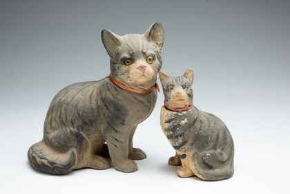TWO CAT CANDY CONTAINERS.