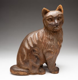 SEATED CAT PAPIER MACHE MOLD.