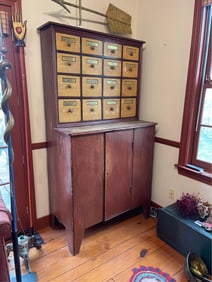 WONDERFUL STEPBACK APOTHECARY CUPBOARD.