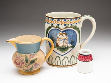 THREE GLAZED EARTHENWARE VESSELS.