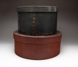 TWO LARGE PAINTED PANTRY BOXES.