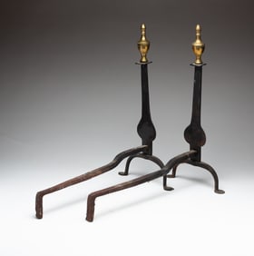 PAIR OF KNIFE BLADE ANDIRONS.